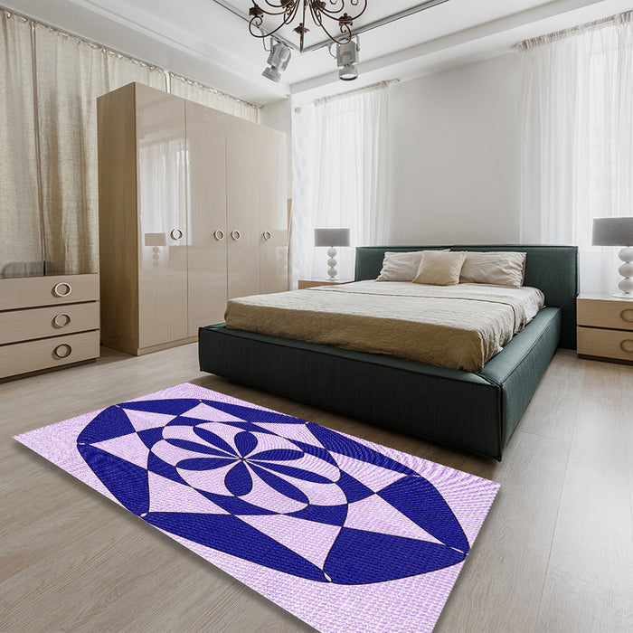 Patterned Blossom Pink Rug in a Bedroom, pat2049pur