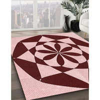 Patterned Cranberry Red Rug, pat2049rd