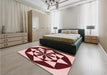 Patterned Cranberry Red Rug in a Bedroom, pat2049rd