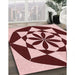 Patterned Cranberry Red Rug in Family Room, pat2049rd