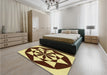 Patterned Mustard Yellow Rug in a Bedroom, pat2049yw