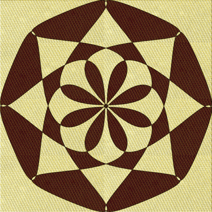 Round Patterned Mustard Yellow Rug, pat2049yw