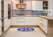 Machine Washable Transitional Cobalt Blue Rug in a Kitchen, wshpat2049