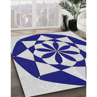 Patterned Cobalt Blue Novelty Rug, pat2049