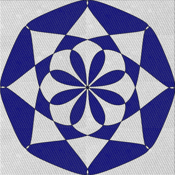 Square Patterned Cobalt Blue Novelty Rug, pat2049