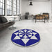 Round Patterned Cobalt Blue Novelty Rug in a Office, pat2049