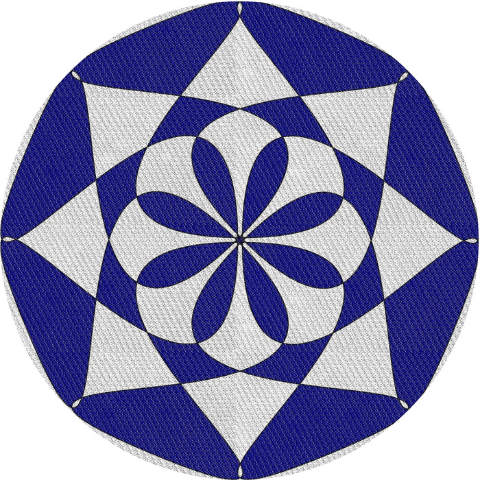 Sideview of Patterned Cobalt Blue Novelty Rug, pat2049