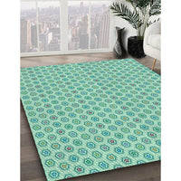 Patterned Mint Green Rug, pat205lblu