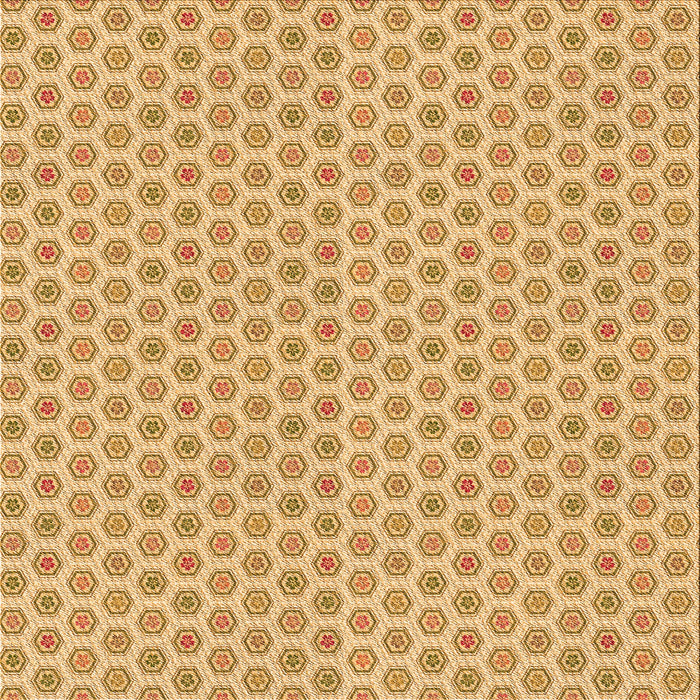 Round Patterned Orange Rug, pat205org