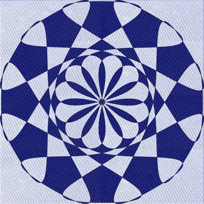 Round Machine Washable Transitional Cobalt Blue Rug, wshpat2050blu