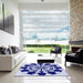 Square Patterned Cobalt Blue Rug in a Living Room, pat2050blu