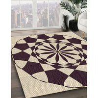 Patterned Deep Peach Orange Rug, pat2050brn