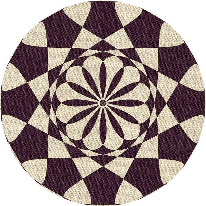 Square Patterned Deep Peach Orange Rug, pat2050brn
