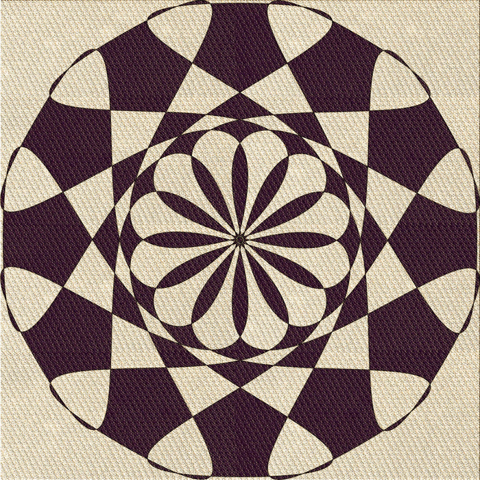 Round Patterned Deep Peach Orange Rug, pat2050brn