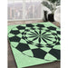 Machine Washable Transitional Dark Slate Grey Green Rug in a Family Room, wshpat2050grn