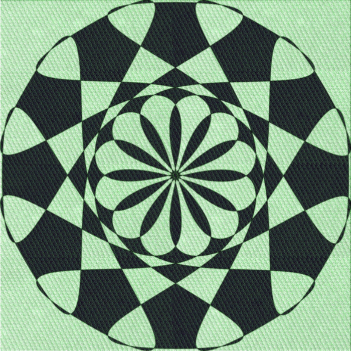 Round Patterned Dark Slate Grey Green Rug, pat2050grn