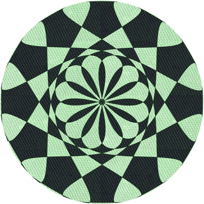 Square Patterned Dark Slate Grey Green Rug, pat2050grn