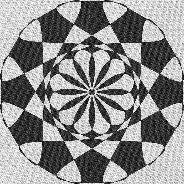 Round Patterned Black Rug, pat2050gry