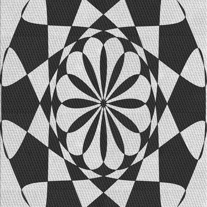 Machine Washable Transitional Black Rug, wshpat2050gry