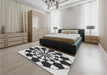 Patterned Black Rug in a Bedroom, pat2050gry