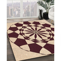 Patterned Deep Peach Orange Rug, pat2050org