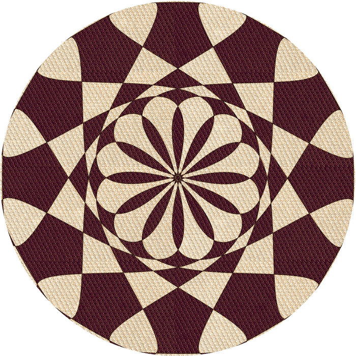 Square Patterned Deep Peach Orange Rug, pat2050org