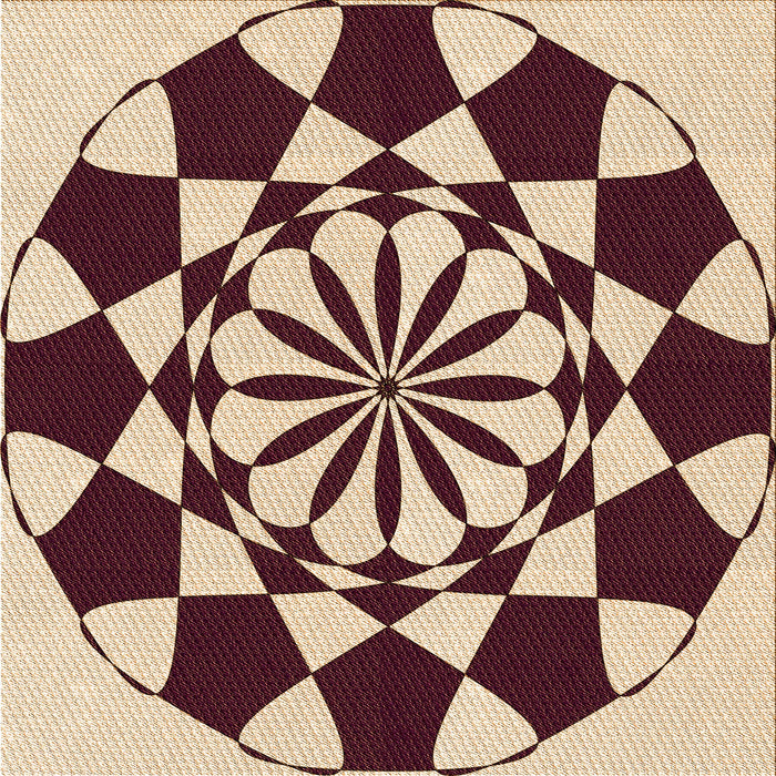 Round Patterned Deep Peach Orange Rug, pat2050org