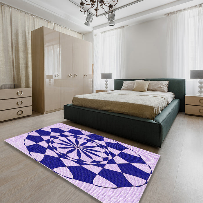 Patterned Blossom Pink Rug in a Bedroom, pat2050pur