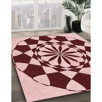 Patterned Saffron Red Rug, pat2050rd