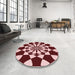 Round Patterned Saffron Red Rug in a Office, pat2050rd