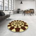 Round Patterned Red Brown Rug in a Office, pat2050yw