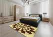 Patterned Red Brown Rug in a Bedroom, pat2050yw