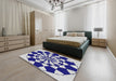 Machine Washable Transitional Cobalt Blue Rug in a Bedroom, wshpat2050