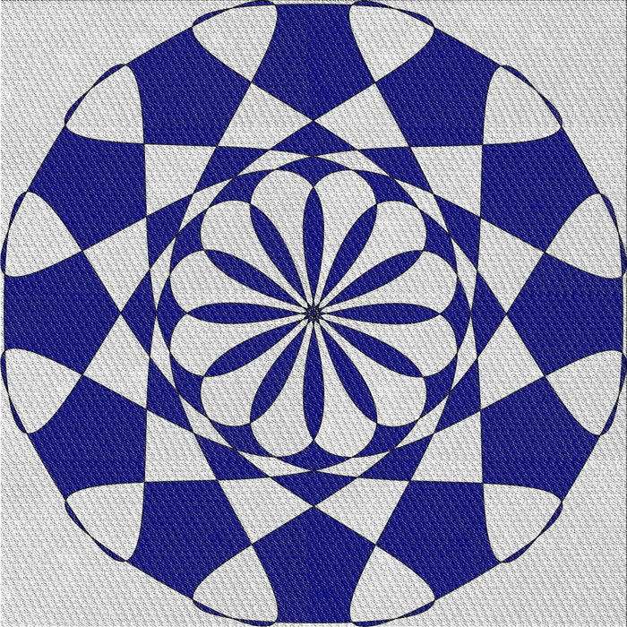 Square Patterned Cobalt Blue Novelty Rug, pat2050