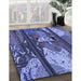 Patterned Sky Blue Rug in Family Room, pat2051blu