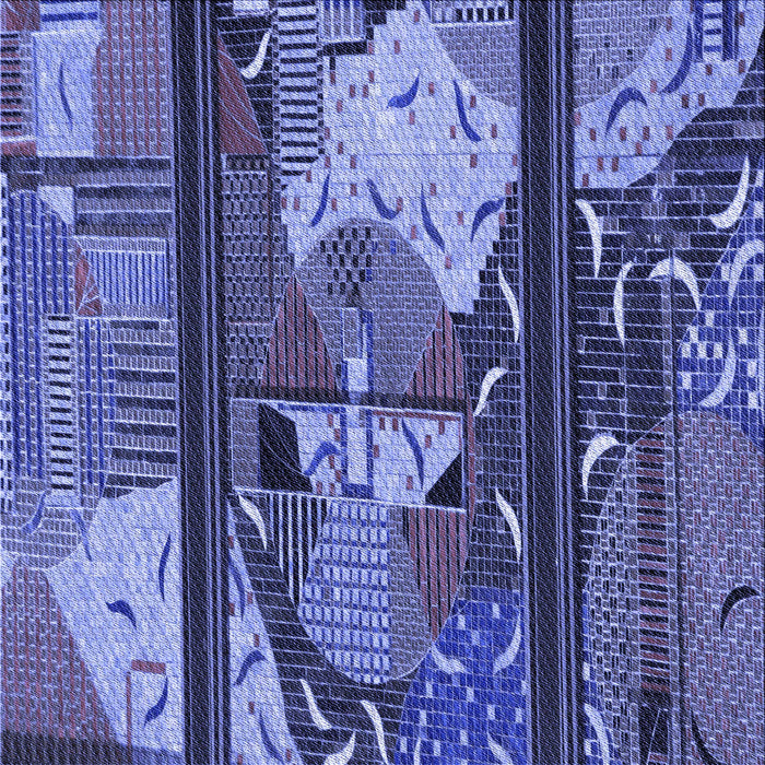 Round Patterned Sky Blue Rug, pat2051blu