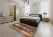 Patterned Red Brown Rug in a Bedroom, pat2051brn