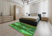 Patterned Deep Emerald Green Rug in a Bedroom, pat2051grn