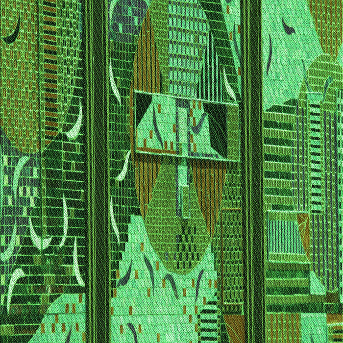 Machine Washable Transitional Deep Emerald Green Rug, wshpat2051grn