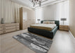 Patterned Dark Gray Rug in a Bedroom, pat2051gry