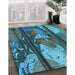 Patterned Dark Blue Grey Blue Rug in Family Room, pat2051lblu