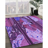 Patterned Dark Magenta Purple Rug, pat2051pur