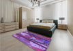 Patterned Dark Magenta Purple Rug in a Bedroom, pat2051pur