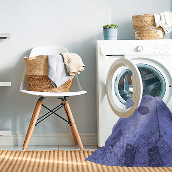 Machine Washable Transitional Purple Mimosa Purple Rug in a Washing Machine, wshpat2052blu