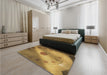Patterned Yellow Rug in a Bedroom, pat2052brn