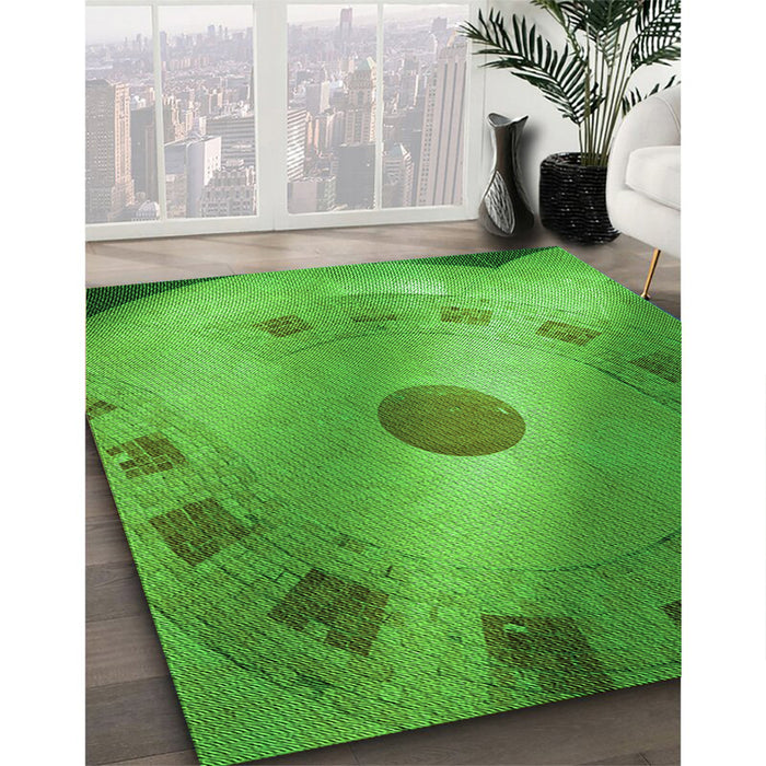 Machine Washable Transitional Neon Green Rug in a Family Room, wshpat2052grn