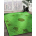 Patterned Neon Green Rug in Family Room, pat2052grn
