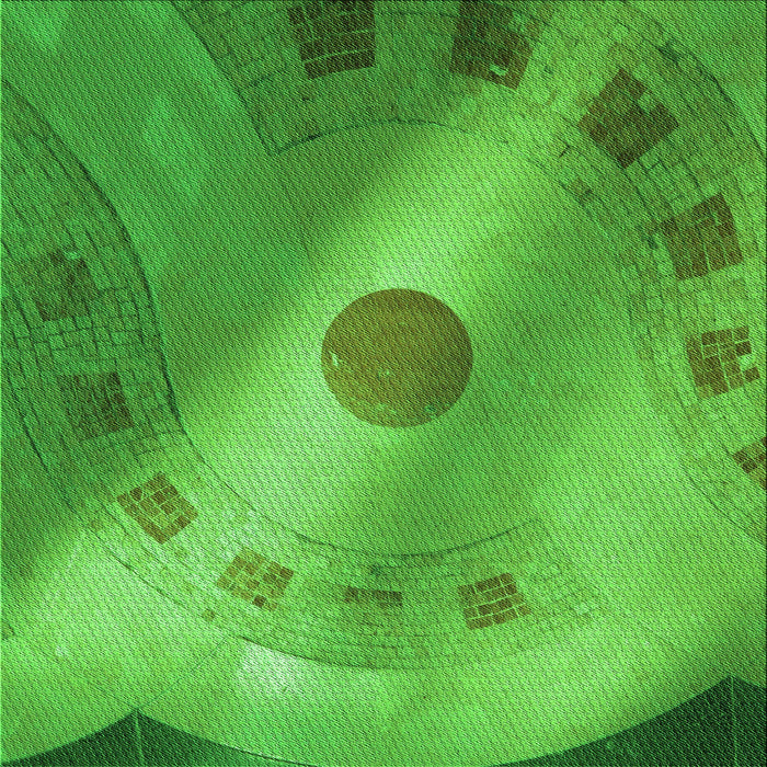 Round Patterned Neon Green Rug, pat2052grn