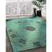 Patterned Sea Green Rug in Family Room, pat2052lblu