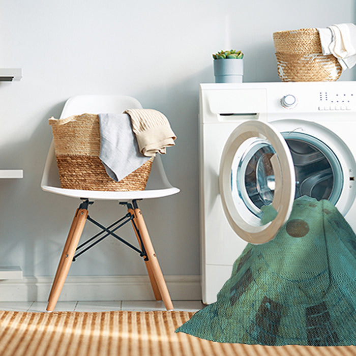 Machine Washable Transitional Sea Green Rug in a Washing Machine, wshpat2052lblu